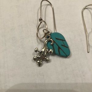 Southwestern turquoise earrings with salamander